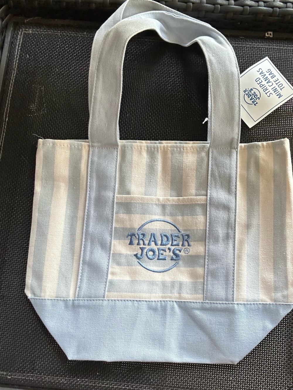 Trader Joe’s light blue mini striped tote - Picture 2 of 6